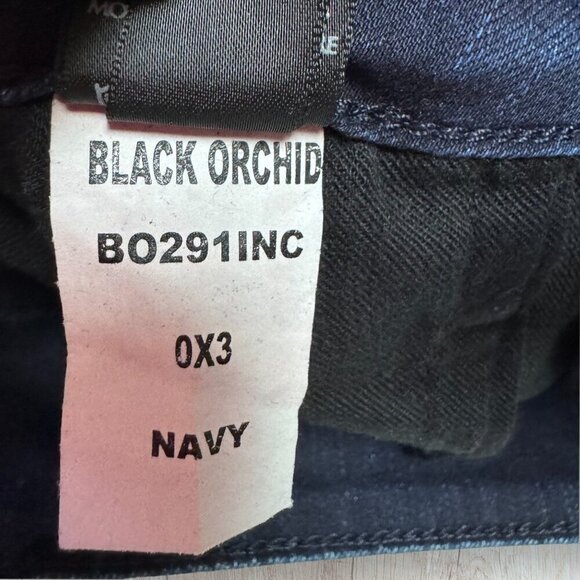 BLACK ORCHID Stretch Dark Wash Denim Velvet Patchwork Leg Detail Skinny Jeans 26 - Picture 10 of 14